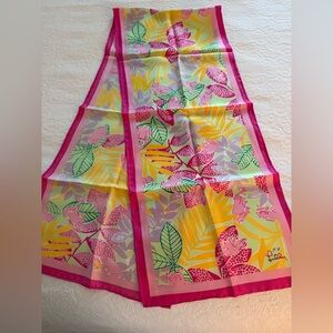 Lilly Pulitzer Pink and Green Silk Scarf